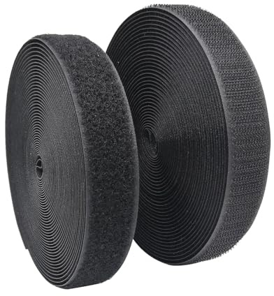 Sew On Hook and Loop Tape, 8m x 25mm Fabric Fastener Tape for Sewing, Reusable Adjustable Closure for Clothing, Curtains and DIY Repair, Cut to Length, No Adhesive Backing