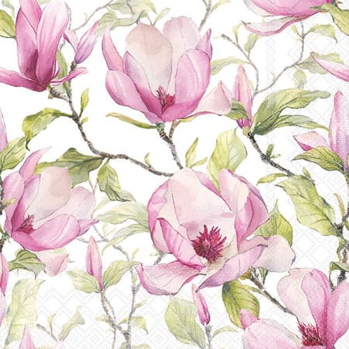 Ambiente Serviette Blooming Magnolia 20 Stk 33x33 cm Papier Motiv