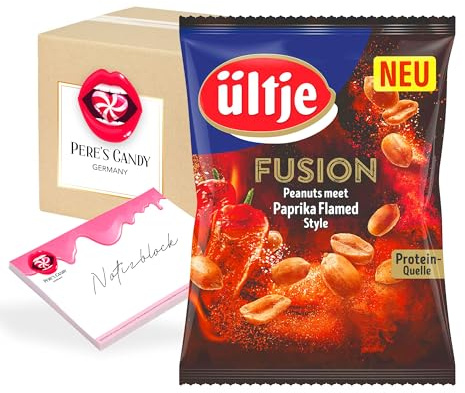 Pere's Candy Bundle für Ültje Fusion Paprika Flamed Geröstete Erdnüsse 12x150g + Pere's Candy Notepad DIN A7-25 Blatt