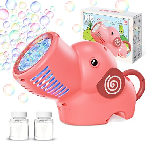 PANACARE Elefant Seifenblasenmaschine, Seifenblasenspielzeug Kinder 5000+ Blasen/Min mit Akku und Seifenblasenlösung für Hochzeit/Geburtstag/Party, Geschenk für Junge&Mädchen 345678 (Pink)