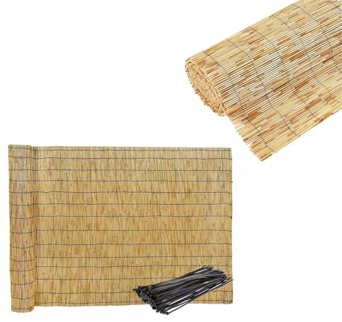 MObyat Schilfrohrmatte, Schilfrohr Sichtschutz, 50 60 80 100 120 150 160cm Hoch Natürlicher Bambusmatte, Sichtschutzzaun, Robuste Gerade, Pool/Garten/Terrasse/Balkon/Hinterhof/Dach