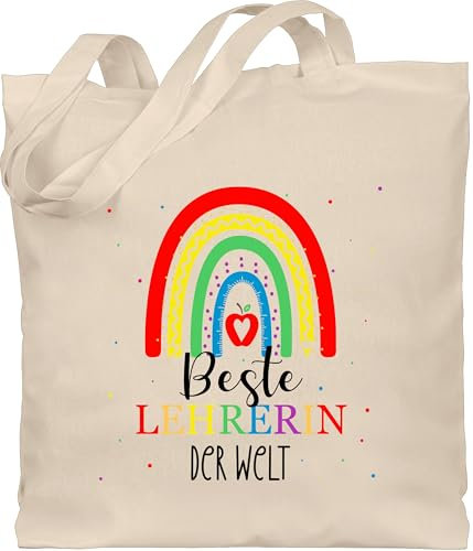 Shirtracer Baumwolltasche - Taschen - Beste Lehrerin der Welt | Abschiedsgeschenk Lehrerin | Beste Lehrerin Geschenk für Lehrerin | Danke Lehrerin | Dankeschön Geschenk Lehrerin - Unisize - Naturweiß