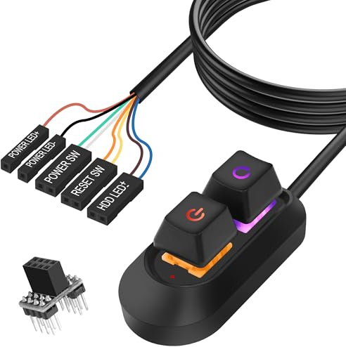 MEIRIYFA Câble d'alimentation externe pour ordinateur de bureau - Câble d'extension avec interrupteur de réinitialisation ON Off - Pour carte mère - 2 m - Noir