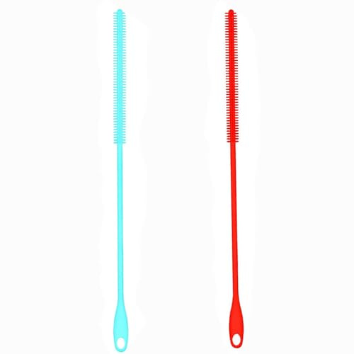 2 Pezzi Spazzola per Cannuccia in Silicone, Extra Lunghe Spazzola per Pulizia, Spazzola per Bottiglie, Strumento per la Pulizia Della Paglia, Pieghevole Spazzola per la Pulizia Delle Cannucce (6mm)
