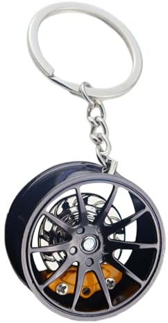 Car Hub Keychain, Wheel Hub Keychain,Metal Rim Keychain - Car Wheel Hub Keychain, Zinc Alloy Keychain for Backpacks, Handbags, Keys, lemon tree, Fare riferimento alla descrizione