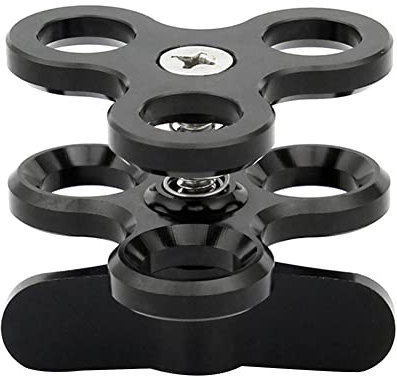 Ohsilv Kugelklemme 3 LöCher Tauchlampen Arm Ball Butterfly Clip Halterung für Action Kamera Taschenlampenstativ, Schwarz