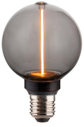 LUXULA LED Filament Leuchtmittel LINE Smoke | Globe G80 E27 2W 40lm 1800K Warmweiß dimmbar, Vintage Design Ambiente Deko Glühbirne Lampe