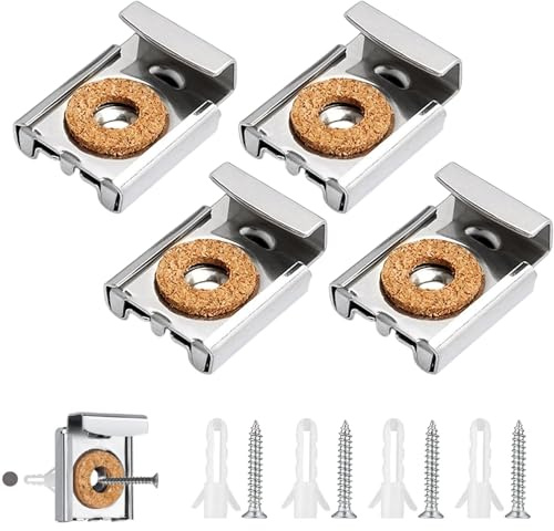 SHSHbuy Spiegelhalter,4 Stück Spiegelhalterung Wand,Rahmenlose Spiegel-Clips,Edelstahl-Spiegelstützen mit Dübel und Schrauben für Spiegel,Glas