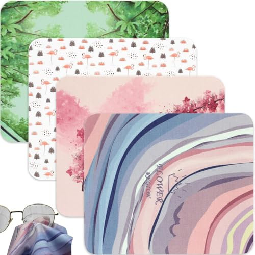 JEYORZY 4 Pcs Mikrofaser Reinigungstuch in Schickem Design, Mikrofasertuch Brille, Mikrofasertücher Brille: Für Kamera, Objektiv, Display und als Brillen-Putztuch (Mikrofasertuch 17x14 cm)