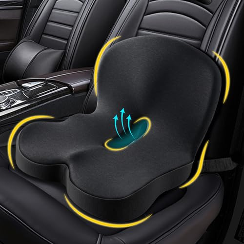 RECAT Sitzkissen für LKW-Fahrer, Memory Foam Sitzkissen mit verstellbarem Gurt - Ergonomische Rücken- & Gesäßstütze für Komfort auf Langstrecken, Semi Truck Zubehör, dunkelgrau
