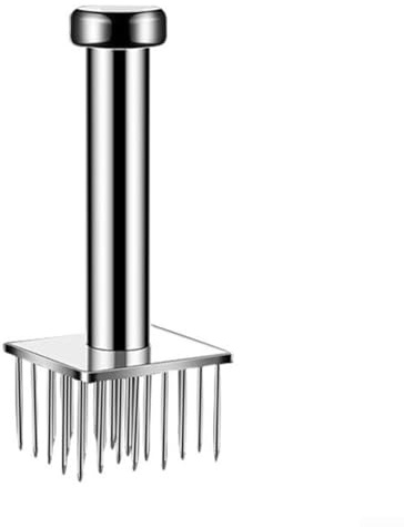 Eawfgtuw Attendrisseur de viande en acier inoxydable 304 avec aiguilles rétractables, outil de cuisine professionnel pour bœuf, porc, poulet, marinade rapide, passe au lave-vaisselle, poignée