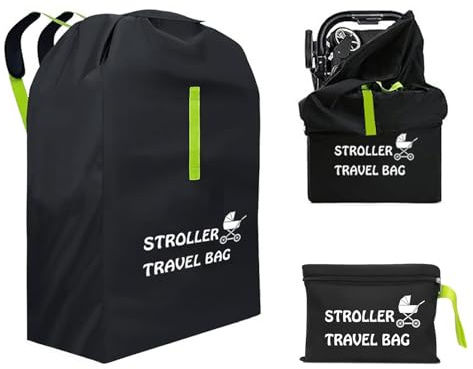 Große Transporttasche Kinderwagen, Schutzhülle für Kinderwagen im Flugzeug Robuste Buggy Tasche Wasserdichte Reisetasche mit Schultergurt Geeignet für Den Transport in Großen Flugzeugen (120 x 63cm)