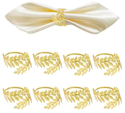 HECHKJ 8 Piezas Servilleteros, Diámetro Interior 4 cm Servilleteros Individuales, Anillos de Servilleta de Metal, Ideal para Bodas, Banquetes y Fiestas.