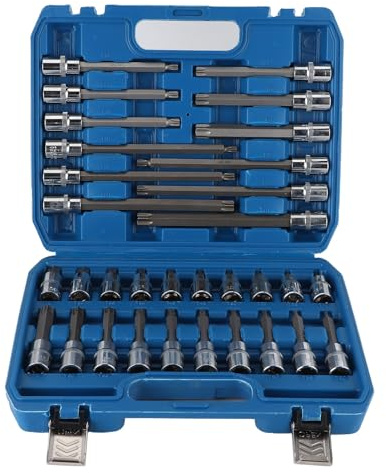 Torvex Socket Bit Set, Hex Drive Tool Compatible with 1 2in Square Drive, 32pcs Chrome Vanadium Steel Tool Kit for Car Repair