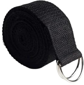 yoga gurt Yogagurt aus Baumwolle, Sport-Yogagurt, verstellbar, geflochten, elastisch, D-Ring-Schnalle, Fitness-Stretchgurt(Black)