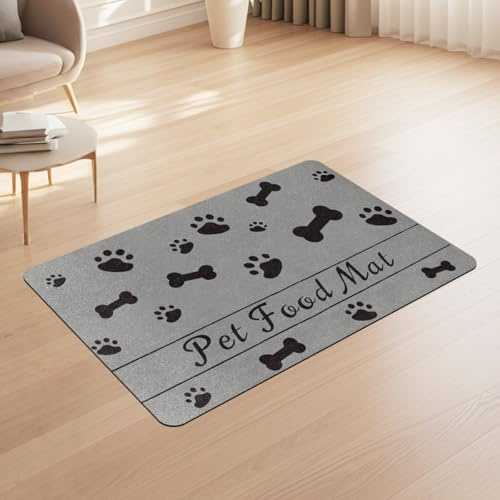 Tapis d'alimentation pour Animaux de Compagnie, 40 × 60 cm Tapis d'alimentation Antidérapant pour Gamelle, Absorbant Protecteur de Nourriture, pour Gamelles de Chats et Chiens, Nourriture d'eau