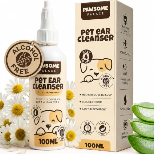 Pawsome Palace The Pet Ear Cleanser | Gentle Dog Ear Drops For Small Animals |Soothing Itchy Ear Relief for Pets| Antibacterial And Lick Safe | 100ml