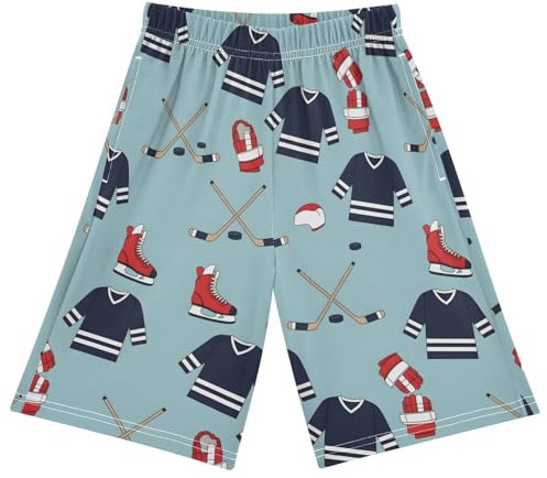 SLHKPNS Hockey Glove Skate Shorts Sleep Pants Comfy Lounge Pants Pajama Shorts 11-12 Years,L,