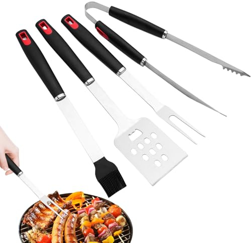 Juego para Barbacoa a la Parrilla – Acero Inoxidable Multifuncional | Pinzas y Herramientas para Barbacoa, para Cocina, Playa, jardín, Patio, Camping, Picnic, para él papá y Marido