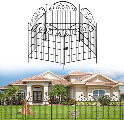 Garden Fence, 5 Decorative Fence Panels, Rust-Resistant Animal Barrier | 73cm Wide x 80cm High | Ideal for Outdoor Picket Fence in Planters | Gardens Pathways and Lawns