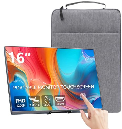 Showscren 16 Inch Portable Touchscreen Monitor, 1920x1200 HDR IPS, Ultra Slim All-Metal, USB-C HDMI Plug & Play, External Gaming Screen for Laptop PC PS5 Xbox