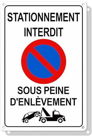 Hivia Panneau Interdiction Stationner 30x20 cm – Sous Peine d'Amende – Alu | Aluminium, Haute visibilité jour et nuit. Résistant aux UV et à la rouille. Pour fourrière, garage et entrée privée.