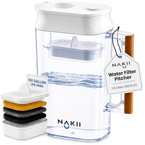 Water Filter Pitcher - Long Lasting 150 Gallons, Supreme Fast Filtration and Purification Technology, Removes Chlorine, Metals for Clean Tasting Drinking Water, WQA Certified,