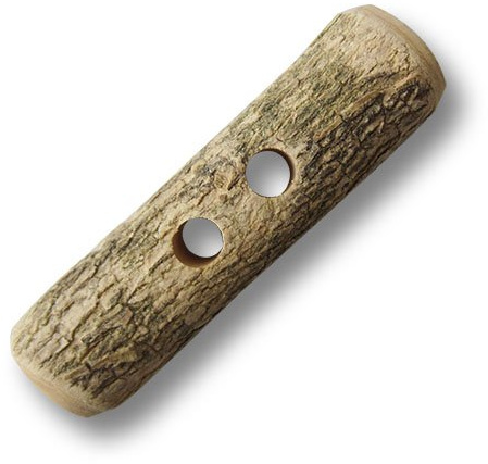3er Set urige große braune Knebel Holzknöpfe wie kleine Äste mit Rinde/Hell Holz, dunkel meliert/Knebelknöpfe/Ø ca. 16x61mm