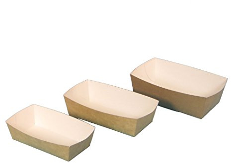 600-800 Bio Snackschalen Pommes Currywurst Imbiss Fingerfood Dip Schalen fettdicht braun weiß Recycling+Frischfaser 100% biologisch abbaubar verschiedene Größen zur Auswahl (12x6x3,7cm 800St)