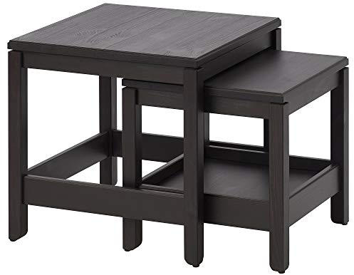 Beistelltische 2er Set dunkelbraun Kiefer massiv strapazierfähig pflegeleicht Größen 50x50 cm Höhe 48 cm und 42x42 Höhe 41 cm