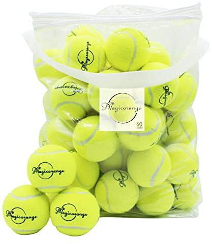 Magicorange Tennis Balls, 60 Pack Advanced Training Tennis Balls Practice Balls, Pet Dog Playing Balls, Come with Mesh Bag for Easy Transport, Good for Beginner Training Ball (Green)