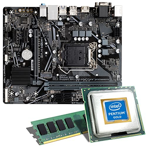 Mainboard Bundle | Intel Pentium Gold G6400 2x4000 MHz, GIGABYTE H410M H V2, 8 GB DDR4-RAM, UHD Graphics 610, 1x M.2 Port, 4X SATA 6Gb/s, USB 3.2 Gen1 | Tuning Kit | CSL PC Aufrüstkit