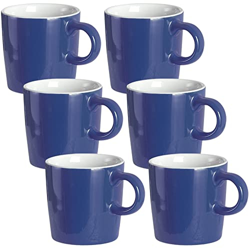 homEdge Procelain Espresso Cup, 4 Ounces / 120 ml Demitasse for Espresso, Tea- Set of 6, Navy (210CEC060223)