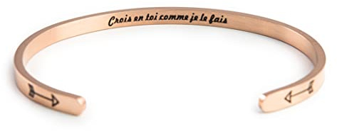 tideflow Bracelet Ouvert Présent pour Femme Fille Enfant Amie Fiancée. Acier Inoxydable. Phrases Motivatrices et Inspiratrices Gravées a l’Intérieur