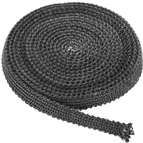 PATIKIL 5/8x 1/8x118 Legna Stufa Guarnizione, Grafite Fibra Vetro Piatto Alta Temperatura Resistenza Sigillo Corda per Stufe Camino Porta, Nero