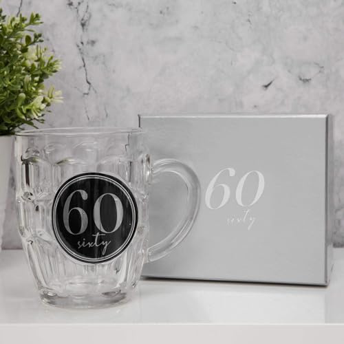 Widdop and Co 60th Birthday Tankard Pint Heavyweight Cut Glass Milestones Novelty Gift Box