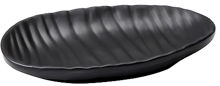 NHBETYS Black Oval Ring Dish, Bathroom Vanity Tray with Striped, Nightstand Trinket Plate Jewellery Bowl For Dining Table, Kitchen, Bathroom, Countertop(black)