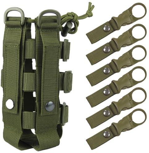 Monsully Taktisch Flaschenhalter, Nylon Wasserdicht Flaschenhalter mit Kordelzug, Breitenverstellbare Molle Wasserflaschentasche, Rucksack Flaschenhalter Gürtel, Bottle Carrier für Wandern, Radfahren