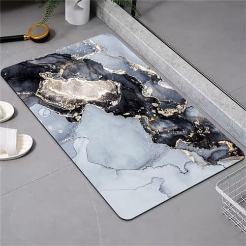 Badezimmerteppich, Badematte Rutschfest, Badteppich, Badvorleger, Duschvorleger, Badematten, Teppich Badezimmer, Bathroom Bath Mat, Badezimmer Teppich, Badematte Stein, Bodenmatte, Marmor 140x200cm