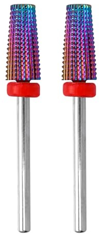 2 Stück Nagelfräser-Bits, Hartmetall Wolframcarbid 2,35mm Schaft | Konische Form für Gel- & Acrylnägel, Maniküre & Pediküre, Salon & Heimwerkzeug