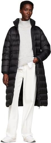 Tommy Hilfiger Abrigo de plumas Mujer Funnel Maxi Coat hasta las rodillas, Negro (Black), XXS