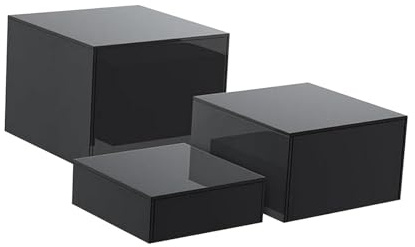 Baoblaze 3 Pezzi Alzatine per Buffet, Alzatine per Cibo per Tavolo da Buffet, Alzatine per Display a cubo Acrilico per Catering, Matrimoni Feste di Compleanno, Nero