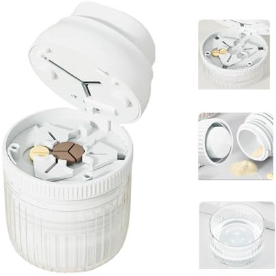 lomonmen Broyeur de Pilules,Coupe Comprimé,Coupe Medicaments pour Couper et Écraser Petits et Gros Cachets,Séparateur de Comprimés avec Lame (moudre blanc)