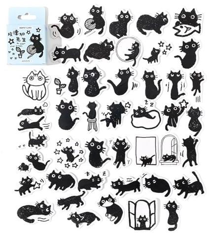 45x/Box Laptop Stickers Cat Theme Stickers Decorative Stickers Kittens Stickers Animal Stickers for Scrapbooking