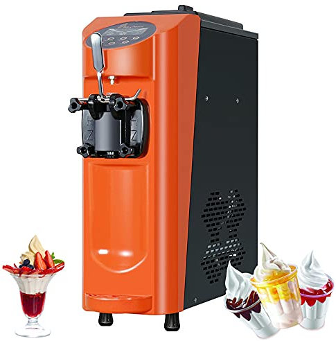 SmPinnaA Macchina per Gelato Soft Commerciale da 16 L/H, Gelatiera Automatica da Tavolo da 1000 W, Morbidezza del Gelato Regolabile, Ce/Fcc/CCC/Pse, Arancione,Orange