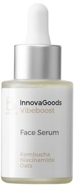 InnovaGoods Serum facial 30ml, con extracto de Kombucha, niacinamida, ácido hialurónico, caléndula & avena, serúm hidratante facial mujer, revitaliza, mejora la elasticidad, para todo tipo de piel