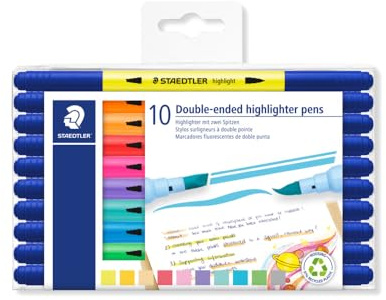 STAEDTLER STAEDTLER 3620 Highlighter mit zwei Spitzen, 10 Doppelfasermaler highlighter, 3620 TB10