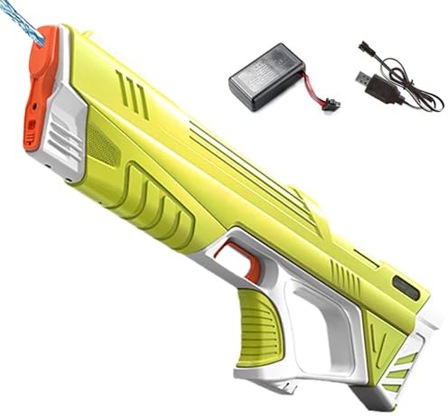 Elektrisk vattenpistol för vuxna och barn, elektrisk vattenpistol, automatisk vattenpistol, stor sprutpistol, vattenpistol stor räckvidd, vattenpistol leksak för barn (gul)