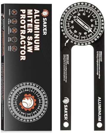 Saker Miter Saw Protractor|7-Inch Aluminum Protractor Angle Finder Featuring Precision Laser-Inside & Outside Miter Angle Finder for Carpenters, Plumbers and All Building Trades