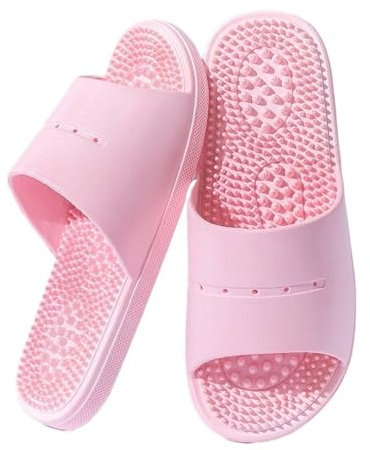 Akupressur Massage Tofflor Män Kvinnor Fot Akupunktur Massage Sandaler Zonterapi Fotmassager Halkfria Duschskor Minska Fötter Neuropati Smärtlindring Och Spänningar(Pink,40/41 EU)